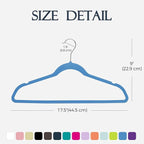 HOUSE DAY Tranquil Blue Velvet Hangers 60 Pack, Non Slip Clothes Felt Hanger Heavy Duty for Coat, Premium Slim Space Saving Suit Hangers for Closet Organizer, 360° Rotating Silver Hook