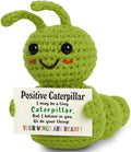 Mini Positive Christmas Caterpillar Gift – Cute Crochet Encouragement Gift for Kids, Students, Friends, Teachers Coworkers – Tiny Plush Bug with Card – Back to School, Just Because Present