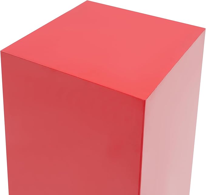 3 PCS Display Pedestal Stand, Metal Display Pedestal Stands Decoration Cube Sculpture Displays Column Square Displays Stands Pillars for Wedding Party Baby Shower Birthday (Red, 3PCS)