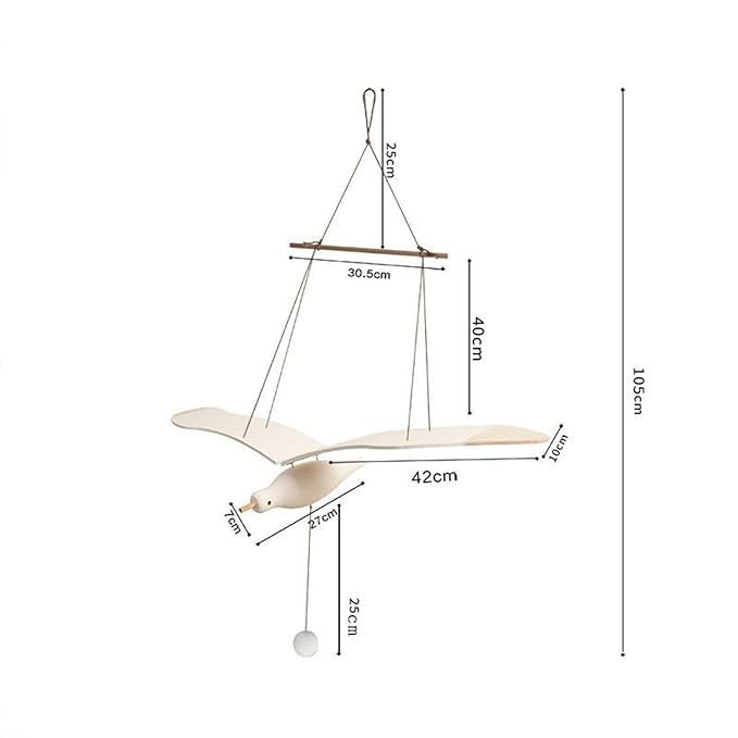 Wooden Seagull Mobile, Wood Soaring Seagulls Drop, Wooden Soaring Seagulls Hanging Decoration, for Window Nursery Living Room