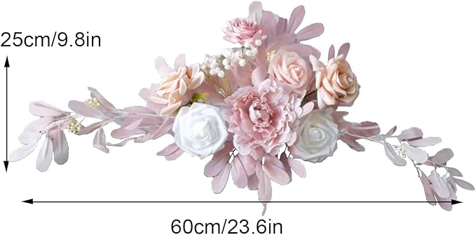 Wnvivi Artificial Flower Swag,Wedding Arch Flowers,Rose Swag Arch Swag Lintel Floral for Wedding Ceremony,Front Door,Centerpiece Decor-Pink