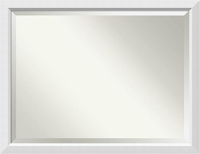 Amanti Art White Wall Mirror 34x44 Blanco White Rectangle Bathroom Mirror for Wall Decor Living Room, X-Large Modern Wood Frame, Hangs Horizonally and Vertically, Bathroom Decor, Beveled Edge