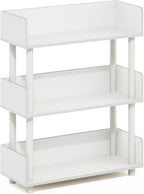 Furinno Turn-N-Tube Display Shelf, 3-Tier Storage Shelves with Side Panels, Open Shelves Book Shelf with Rounded Corner Top Edges, for Organization and Storage, Living Room, Home Office, White