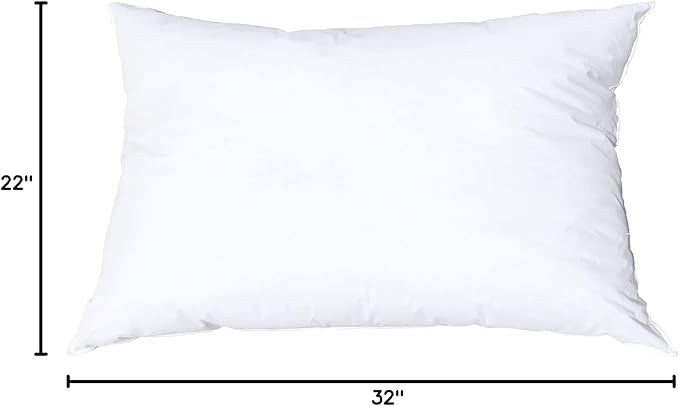 Pillowflex Synthetic Down Pillow Insert - 22x32 Down Alternative Pillow, Ultra Soft Oversized Queen Bed Sleeping Pillow, Large Rectangle Sham - 1 Decorative Pillow Form