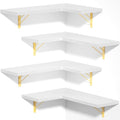 Love-KANKEI Corner Shelf Wall Mounted,Floating Wall Shelves for Storage,Rustic Wood Hanging Shelves for Display,Bedroom Bathroom Living Room Kitchen,Set of 4,White