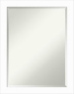 Amanti Art White Wall Mirror 27x21 Basic White Narrow Rectangle Bathroom Mirror for Wall Decor Living Room, Medium Casual Wood Frame, Hangs Horizonally and Vertically, Bathroom Decor, Beveled Edge