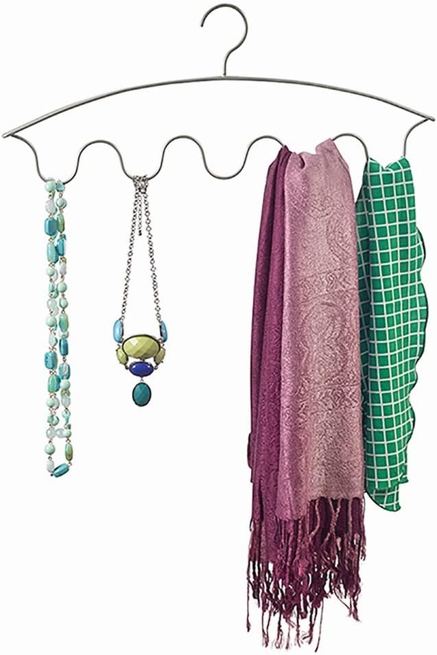 ClosetMaid Scarf Hanger, No Snag Closet Organizer for Scarves, Necklaces, Belts, Ties, Space Saving Storage, Nickel Finish
