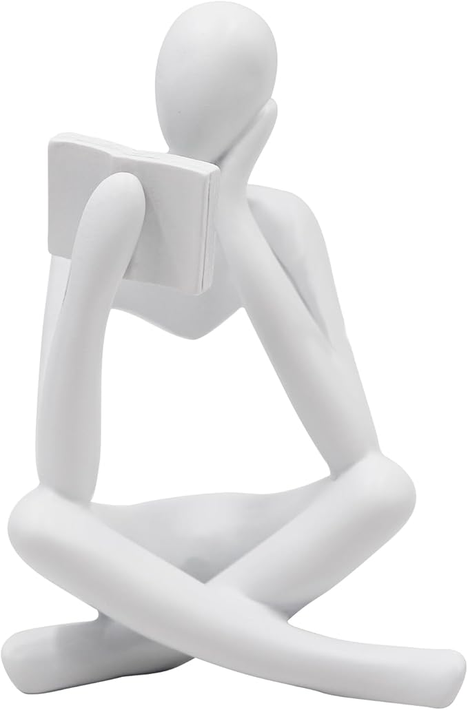 Jinkoozz Reading Women Statue, Thinker Sculptures, Abstract Art Ornament, Modern Aesthetic Figurine Decoration, Suitable for Home Living Room Bedroom Office Shelf Table Desk Bookshelf Decor
