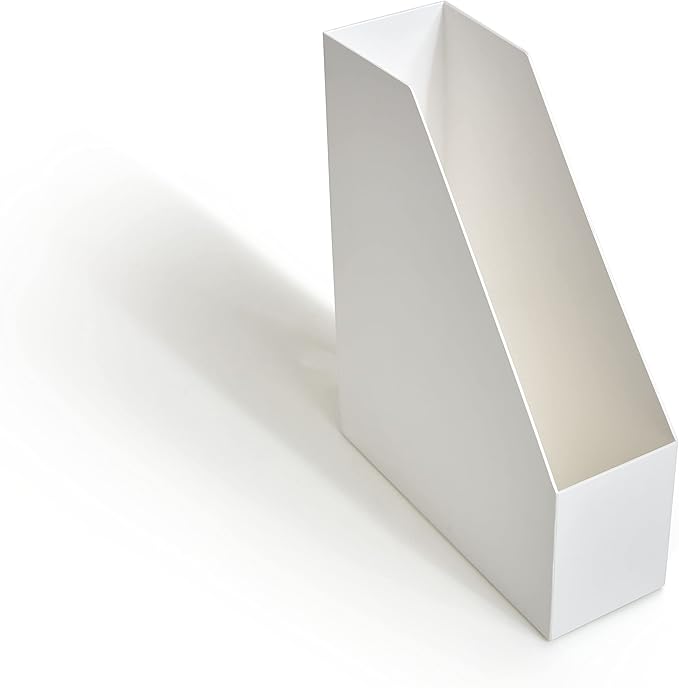 TRU RED Plastic Magazine File, White – Vertical Desktop Organizer for Magazines, Folders & Office Documents