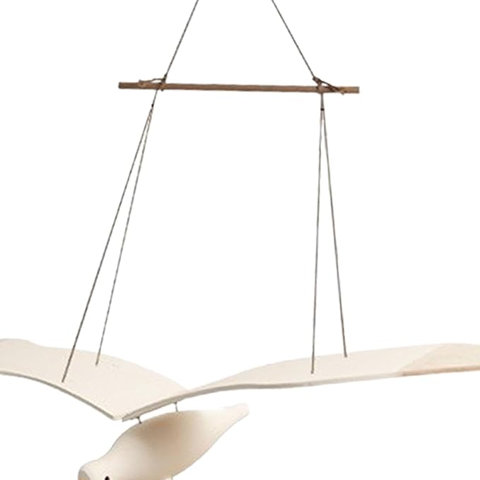 Wooden Seagull Mobile, Wood Soaring Seagulls Drop, Wooden Soaring Seagulls Hanging Decoration, for Window Nursery Living Room