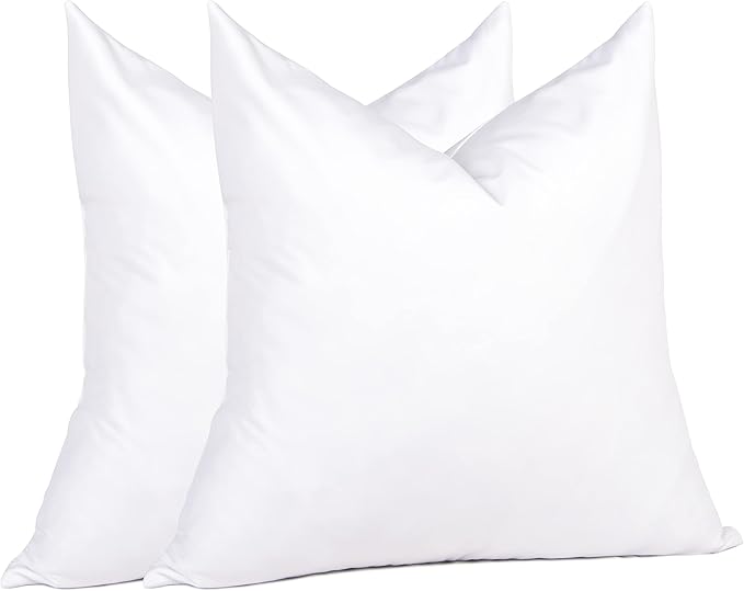 puredown® Natural Feather Down Throw Pillow Inserts 20 x 20 (Set of 2, White), Décor Pillow for Couch, Chairs, Office, Apartments