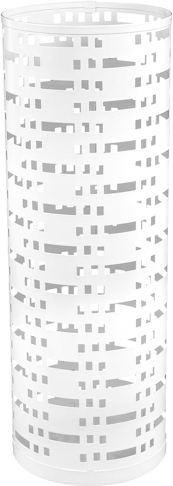 Umbrella Stand Rack, Free Standing Round Metal Umbrella Holder, Walking Sticks Umbrella Bins Waterproof Umbrella Storage Rack 16.5 x 6 inch Hollow Umbrella Storage Bucket for Indoor Home Office(white)