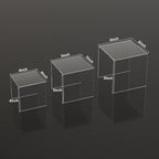 Sezanrpt Square Acrylic Shelf Risers 3pcs, Acrylic Dessert Table Display Set, Clear Acrylic Showcase Collectibles Display Shelf for Funko Pop, Cupcake, Toys, Watches, Table Decorations - 4''x5''x6''