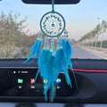 Dream Catcher Car Rear View Mirror Pendant,Car Charm Crystal Small Dream Catchers for Rearview Mirror Hanging,Dreamcatcher car Charm Ornament Gift(Blue)