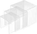 Sezanrpt Clear Acrylic Risers 3 pcs, Square Acrylic Food Display Stands Tabletop, Display Shelf for Vendors, Collectibles, Funko Pop, Food, Glasses, Perfume, Small Plants - 5''x6''x7''