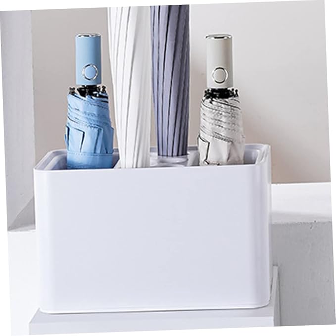 Indoor Umbrella Stand with Removable Drip Tray Compact Storage Rack for Entryway for Home Office and Hotel Use Holds and Folding Umbrellas Pearl White