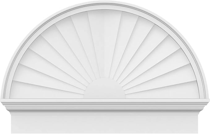 32"W x 22-3/4"H x 2-3/4"P Half Round Sunburst Architectural Grade PVC Combination Pediment