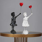 Banksy Street Graffiti Art Statue,Love Balloon Girl Statue,Room Decor Statue,Resin Statue Ornaments,Living Room Dining Desk Decorations,Bookshelf Decorative Objects,Modern Home Decor(Black)
