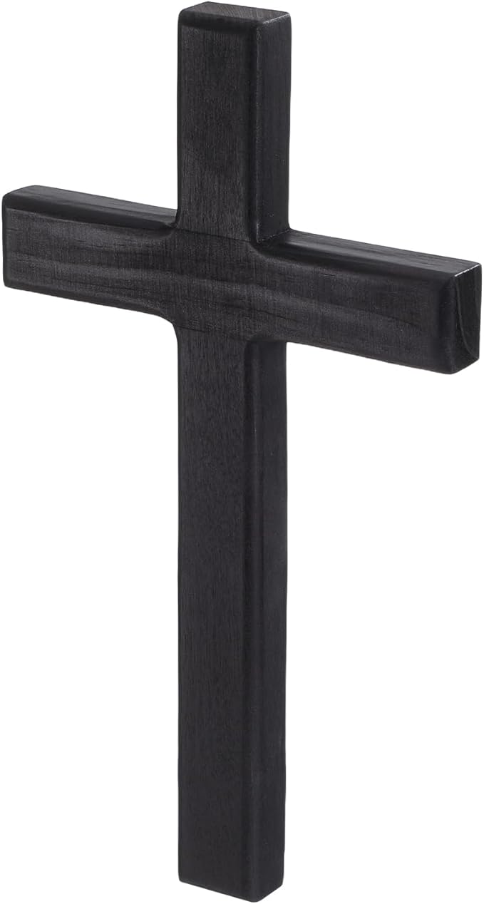 BESPORTBLE Wooden Cross for Wall: 11 Inch Hanging Large Cross, Rustic Christian & Catholic Wall Mounted Decor, Religious Wood for Home, Bedroom, Prayer Room - Party Decor (Black)