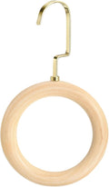 uxcell 4 Inch Scarf Ring Hanger, Scarf Organizer Holder Wooden Circles Rings Hanging Hook for Belt Tie Scarf, 10cm Length Hook (Gold)