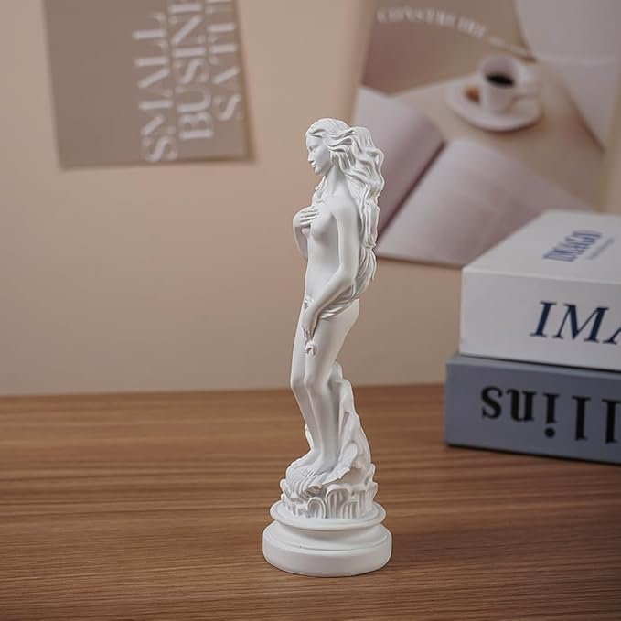 White Venus Statue for Home Decor, 7.6 Inch Aphrodite Sculpture “Birth of Venus”, Handmade Resin Greek Roman Goddess Figurine, Office Desk Art & Gift Idea