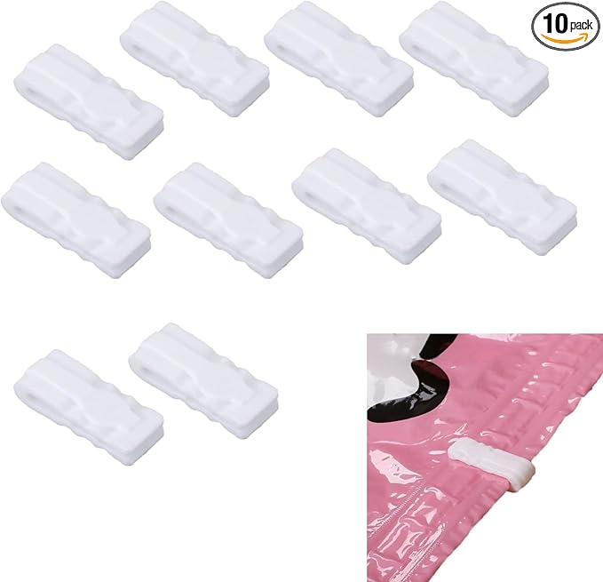 10 Pack Vacuum Storage Bags Sealing Clip Reusable Zipper Labor Saver Sliding Grip for Bags Space Saving Clothes Bedding and Food Preservation