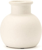 SIDUCAL Spotted Ceramic Modern Vase, 5.8 Inch Rustic Farmhouse Decorative Boho Terracotta Vase for Home Decor, Table, Living Room, Wedding, Shelf Decor, Mantel, Speckled White