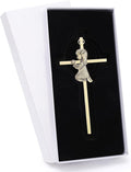 DCCXN Baby Wall Cross Baptism Gifts for Girls, 6 Inch Gold Praying Baby Girl Crosses for First Holy Communion, Christening, Baptismal Cross Decor-Gold Girl Crosses