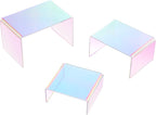 Chuangdi 2 Sets Acrylic Display Risers, Product Stand, Jewelry Display Riser Shelf Showcase Fixtures for Dessert Cupcake Candy Figure Treat Action Showcase(Rainbow Color,Small Set)