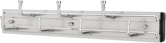 Rev-A-Shelf 12" Pull Out Closet Organization Rack for Belts, Ties and Scarves, Accessories Storage Hanger with Mounting Hardware, Chrome, BRC-12CR