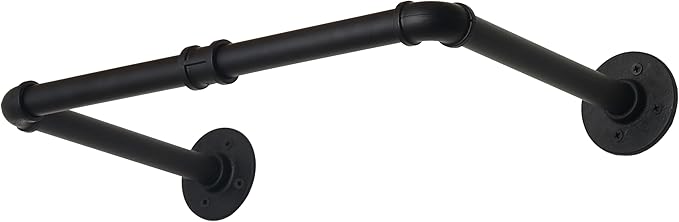 WEBI Clothing Rack Wall Mount,20" Industrial Pipe Clothes Rack for Hanging Clothes,Heavy Duty Iron Garment Rack Bar,Retail Display Clothes Rod for Closet,Laundry Room,Black,2 Packs