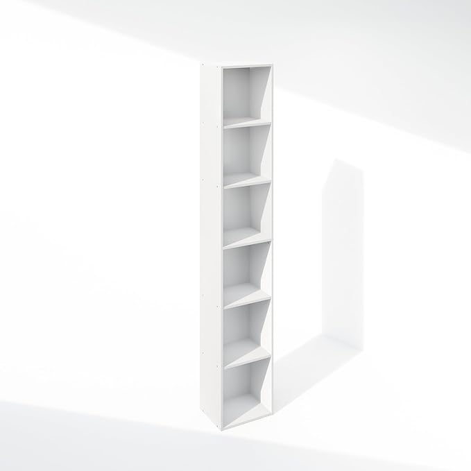Furinno Cubicle 6-Tier Closet Organizers and Storage, Closet Organizer, Open Shelf Closet Storage, for Wardrobe, Bedroom, Living Room, White