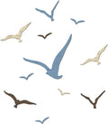 Wesiti 11 Pcs Wooden Seagull Wall Decor Nautical Theme Beach Coastal Art Small Seagull Sea Birds Wall Decor Ocean Adhesive Sculpture Vintage Ornaments for Home Bathroom(Dusty Blue)