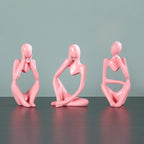 BMLCGJ Thinker Statue Gold Decor Abstract Art Sculpture, Golden Resin Collectible Figurines for Home Living Room Office Shelf Decoration,Great Gifts Ideas (Pink)