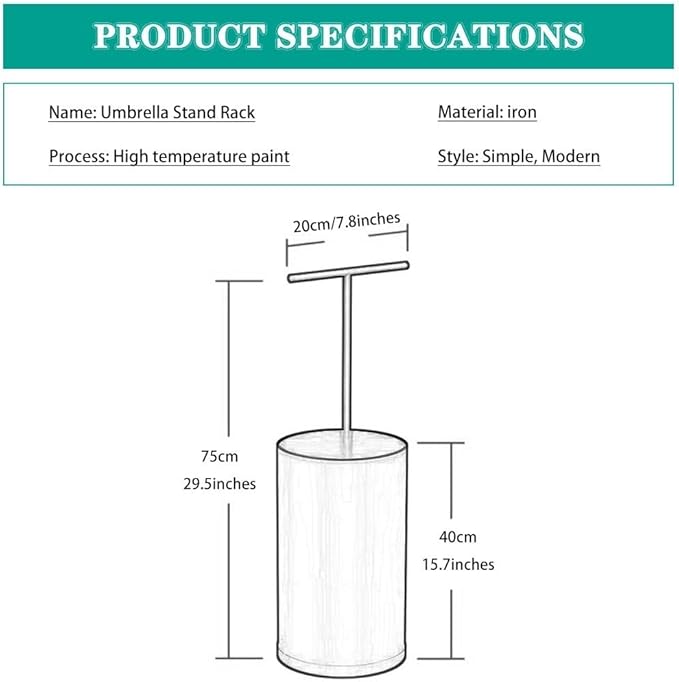 Compact Umbrella Stand for Home, Modern Indoor Umbrella Holder with Handle, Stylish Umbrella Storage Bucket - White Color, Perfect for Entryway and Living Room