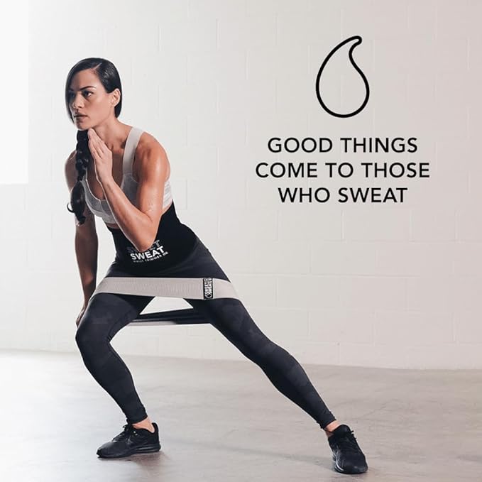 Sweet Sweat Hip Bands with 3 Levels of Resistance | Non-Slip Fabric Booty Bands for Squats & Lunges | Includes Free Mesh Carrying Bag