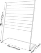 Scarf Organizer, Metal Hijab Organizer, 10 Tier Scarf Holder Hanger for Multiple Scarves, Freestanding Hijab Stand Belt Pants Hanging Rack for Home, Commercial, Clothing Store (White, 120cm)