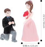 Amosfun Wedding Doll Ornaments Mini Couple Figurines 2.20 Inch Resin Proposal Statue Lightweight Compact Tabletop Display for Wedding Cake Toppers and Home Party Decoration