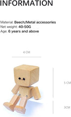 Shaking Wooden Man, Shaking Wooden Man Figurine for Car Dashboard, Handmade Shak Feet Woodens Doll, Funny Cars Ornaments Wood Desktop Decor, Car Dashboard Accessories with 12PCS Magnetic Expressions