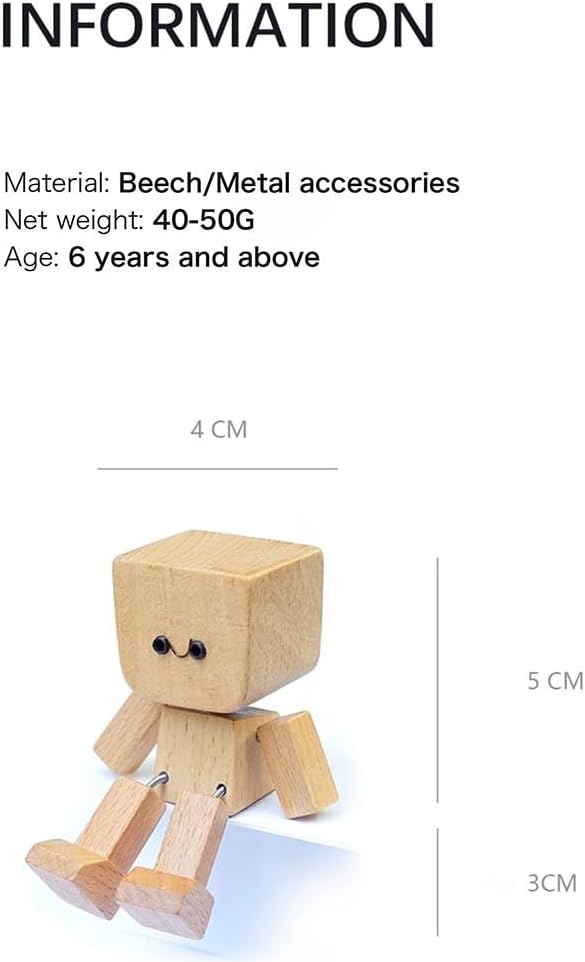 Shaking Wooden Man, Shaking Wooden Man Figurine for Car Dashboard, Handmade Shak Feet Woodens Doll, Funny Cars Ornaments Wood Desktop Decor, Car Dashboard Accessories with 12PCS Magnetic Expressions