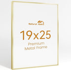 19x25 Aluminum Metal Picture Frame,Tempered Glass Gold Photo Frame 19x25 for Family Photo,Posters,Art,Document to Wall Mount Horizontally or Vertically