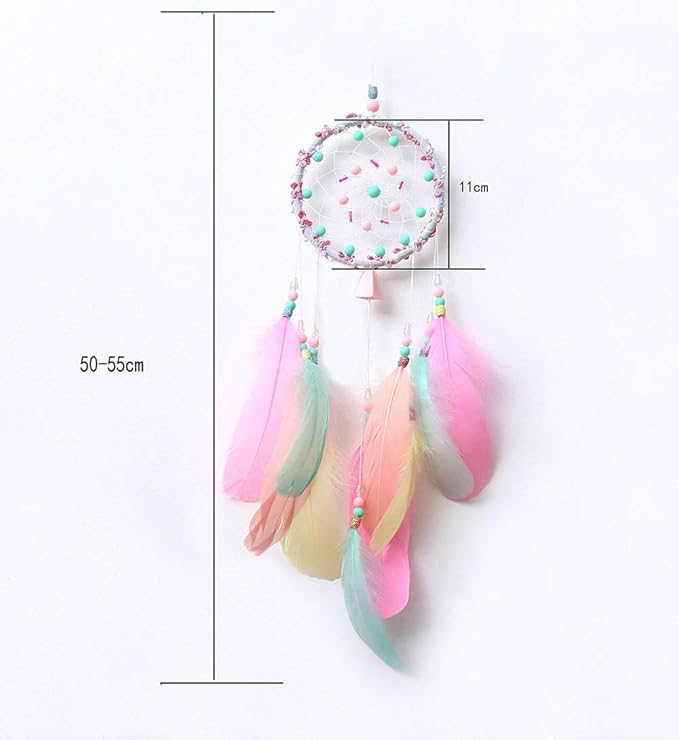 Dreamcatcher Handmade Dream Catchers for Bedroom, Girls Gifts, Pink Colorful Feather
