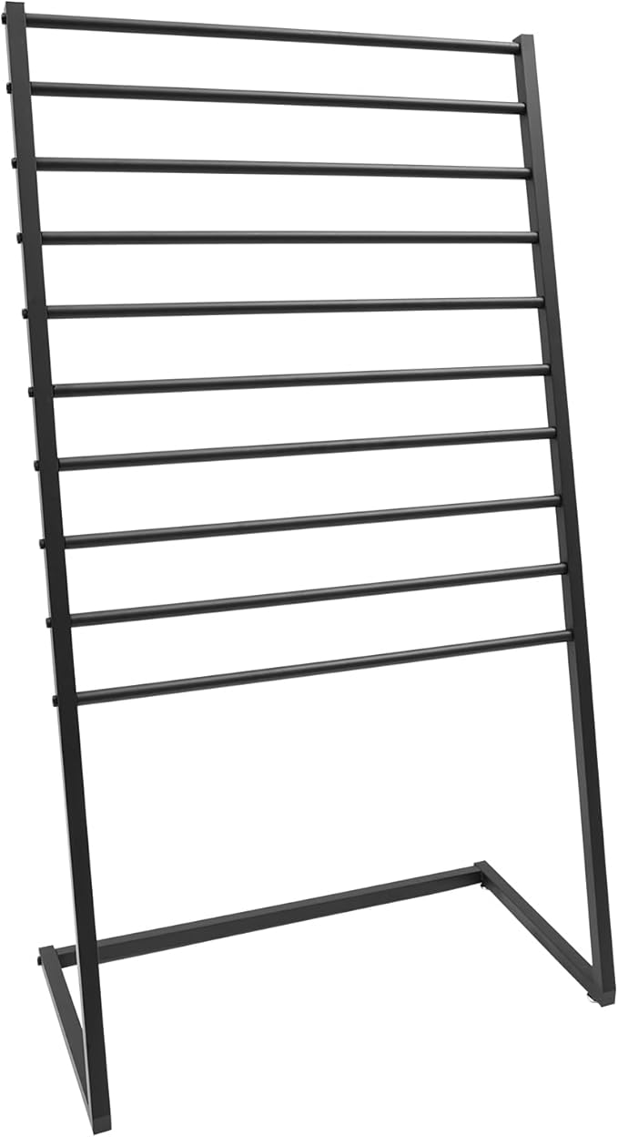 Scarf Display Stand, 10 Tier Metal Scarf Holder Organizer, Freestanding Scarf Rack, for Hanging Towels, Scarves, Clothes, Shawls, Blankets, Bandana, for Commercial Clothing Retail Store (Black)