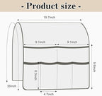 Couch Armrest Organizer Remote Control Holder Bedside Caddy with 6 Pockets, Non-Slip Armchair Caddy Sofa Armrest Organizer for Tv Remote Control, Magazine, Cell Phone, Beige
