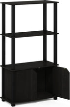 Furinno GO GREEN Storage Shelves, 4-Tier Book Shelf, Bookcase, Display Shelf with Open Shelf and Closed Storage, for Organization and Storage, Living Room, Garage, Home Office, Espresso