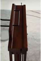Wooden Wardrobe Valet Stand with Drawer Hanger Elegant Clothes Organizer with Trouser Bar Belt Hooks Shoe Rack and Storage Tray for Bedroom Closet, Dark Walnut