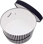 Sarah's Hat Boxes Classic Black/White Stripe Hat Box – 14.75" x 7.5" (Dia. x Ht.) Handmade in USA – Odorless Non-Toxic Adhesive, Cording Handle – Premium Storage for Hats & Accessories