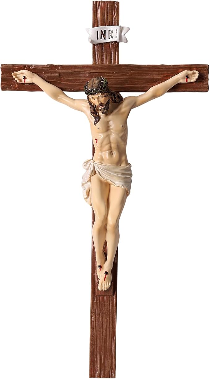 TALPGOD Crucifix Wall Cross 10 Inch,Jesus Cross Home Décor,Jesus Statue Catholic Hanging Cross for Wall Art,Religious Wall Crucifix Decor,Crucifijos Catolicos