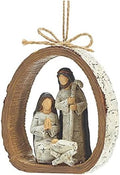 Burton & Burton 9728076 Birch Bark Ring Resin Holy Family Resin Ornament, each, Multicolor