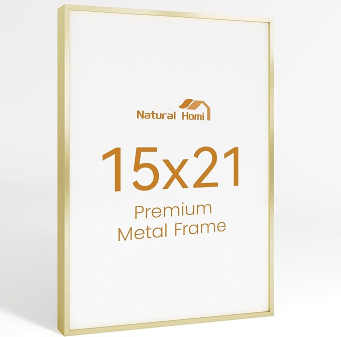 15x21 Aluminum Metal Picture Frame,Tempered Glass Gold Photo Frame 15x21 for Family Photo,Posters,Art,Document to Wall Mount Horizontally or Vertically